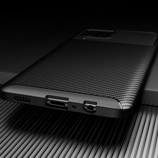 Slim-fit shockproof TPU case in matte black carbon finish for Moto G9 Power