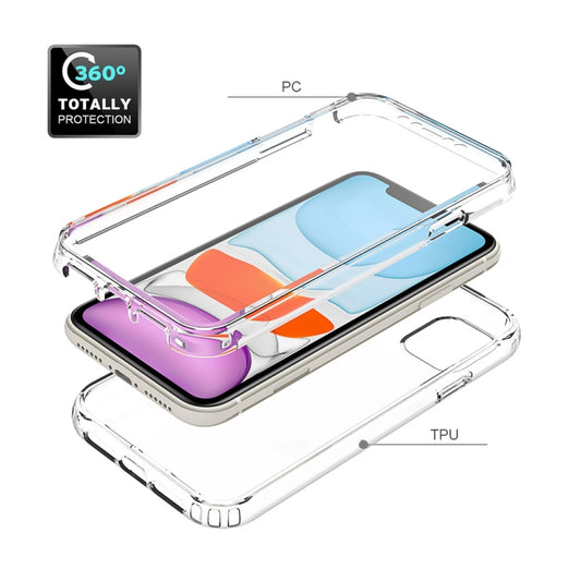 Blue-to-pink ombre iPhone 11 Pro Max protective case, TPU bumper with hard shell