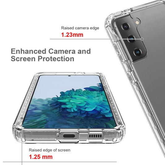 Close-up of transparent Galaxy S21+ protective case with dual-color ombre gradient effect