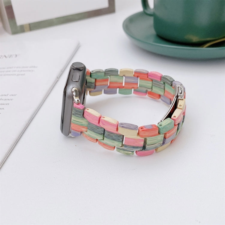 Wooden Bead Woven Watchband For Apple Watch Series 6 & SE & 5 & 4 44mm / 3 & 2 & 1 42mm, For Apple Watch Ultra 49mm / Series 8&7 45mm / SE 2&6&SE&5&4 44mm / 3&2&1 42mm