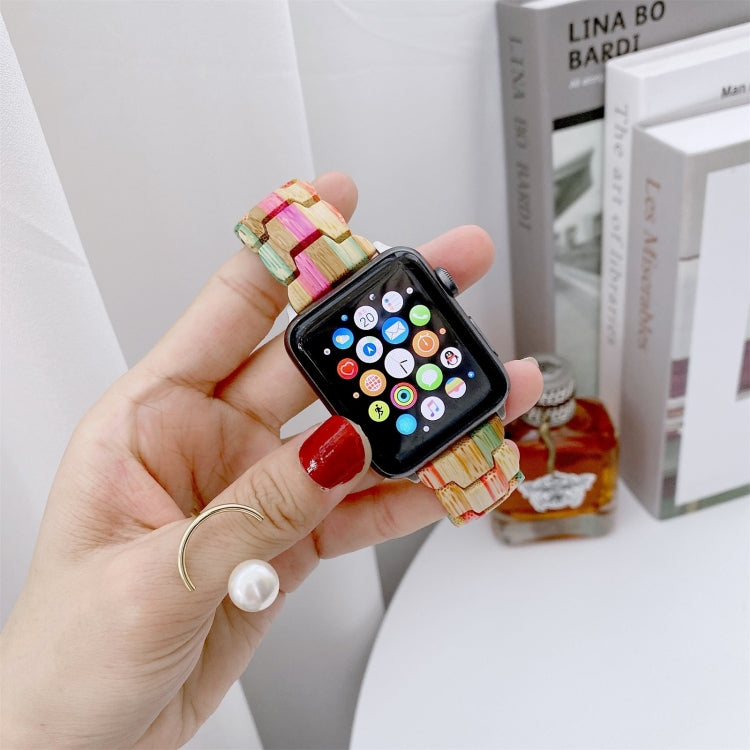 Wooden Bead Woven Watchband For Apple Watch Series 6 & SE & 5 & 4 44mm / 3 & 2 & 1 42mm, For Apple Watch Ultra 49mm / Series 8&7 45mm / SE 2&6&SE&5&4 44mm / 3&2&1 42mm