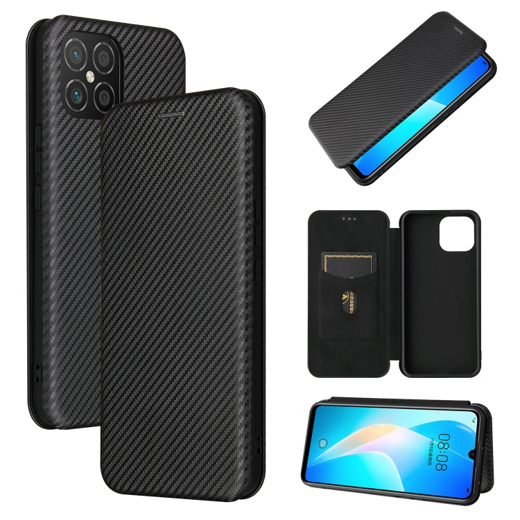 Carbon Fiber Texture Magnetic Horizontal Flip TPU + PC + PU Leather Case with Card Slot, For Huawei Y9a, For Huawei nova 8 SE, For Huawei Honor 10X Lite, For Samsung Galaxy A12 / M12