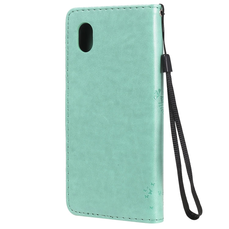Tree & Cat Pattern Pressed Printing Horizontal Flip PU Leather Case with Holder & Card Slots & Wallet & Lanyard, For Samsung Galaxy A01 Core, For Samsung Galaxy M01