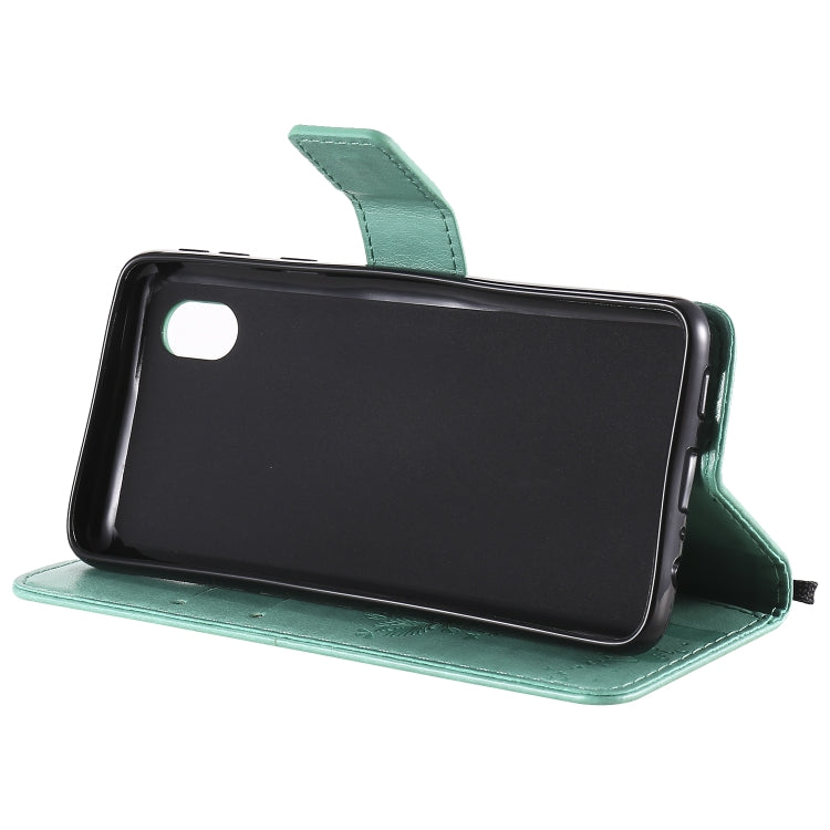 Tree & Cat Pattern Pressed Printing Horizontal Flip PU Leather Case with Holder & Card Slots & Wallet & Lanyard, For Samsung Galaxy A01 Core, For Samsung Galaxy M01