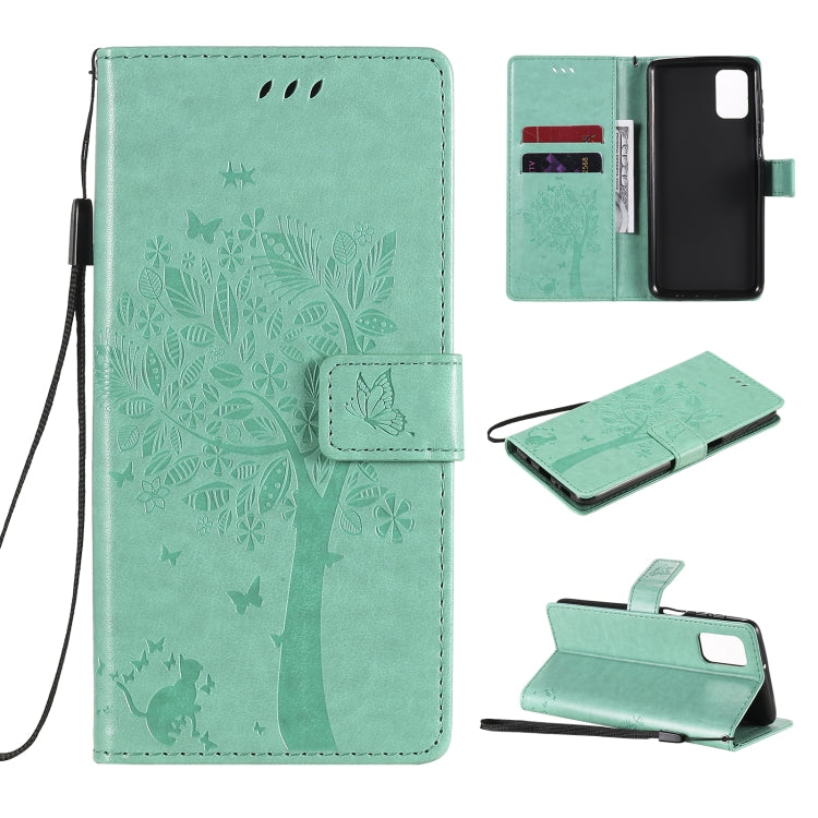 Tree & Cat Pattern Pressed Printing Horizontal Flip PU Leather Case with Holder & Card Slots & Wallet & Lanyard, For Samsung Galaxy M31s, For Samsung Galaxy M51