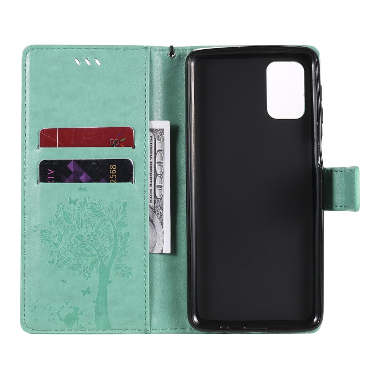Tree & Cat Pattern Pressed Printing Horizontal Flip PU Leather Case with Holder & Card Slots & Wallet & Lanyard, For Samsung Galaxy M31s, For Samsung Galaxy M51