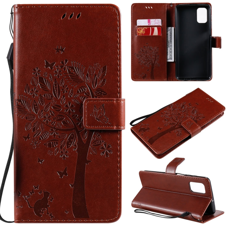 Tree & Cat Pattern Pressed Printing Horizontal Flip PU Leather Case with Holder & Card Slots & Wallet & Lanyard, For Samsung Galaxy M31s, For Samsung Galaxy M51