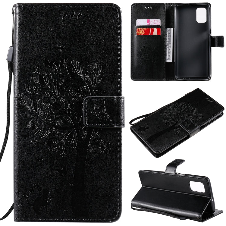 Tree & Cat Pattern Pressed Printing Horizontal Flip PU Leather Case with Holder & Card Slots & Wallet & Lanyard, For Samsung Galaxy M31s, For Samsung Galaxy M51