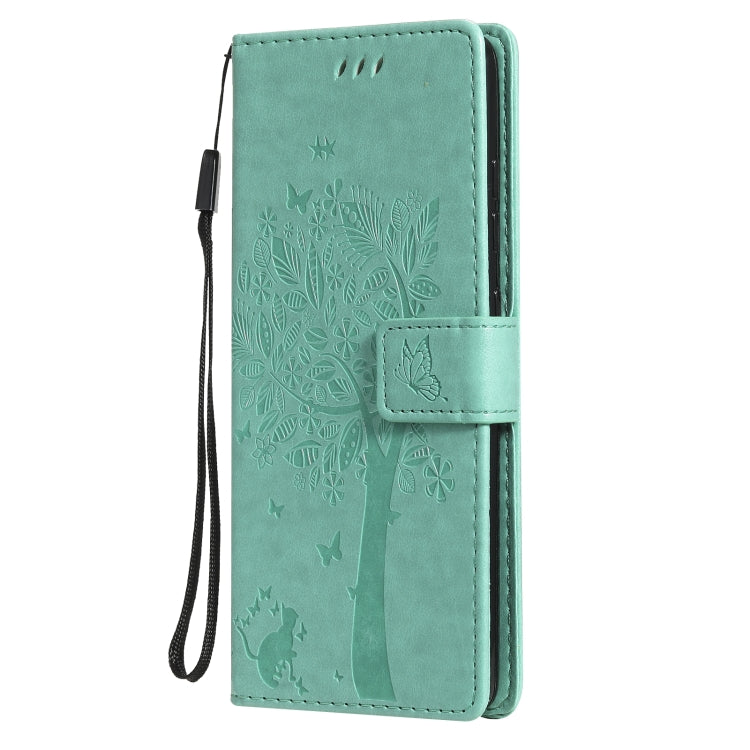 Tree & Cat Pattern Pressed Printing Horizontal Flip PU Leather Case with Holder & Card Slots & Wallet & Lanyard, For Samsung Galaxy S20 FE 5G / S20 Lite