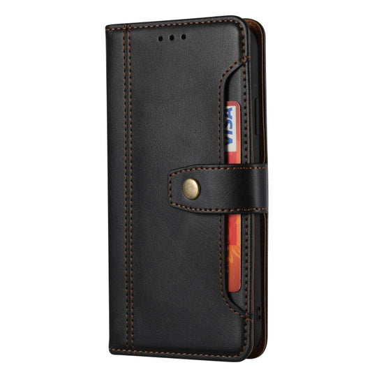 Double fold horizontal wallet case featuring embossed texture genuine leather construction
