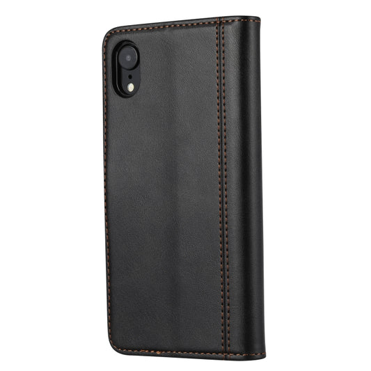 Protective flip case exterior showcasing rich calf leather grain and durable clasp closure