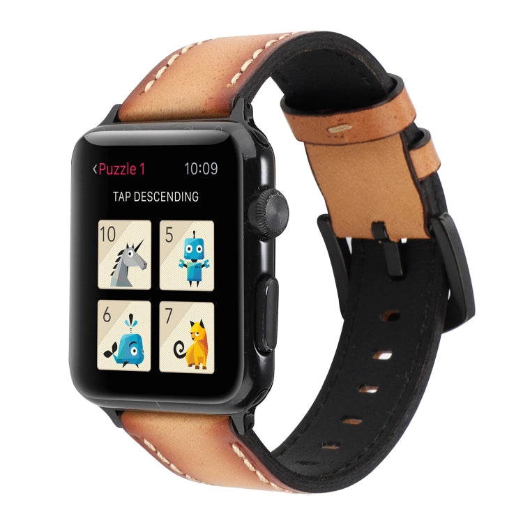 Retro Head-layer Cowhide Genuine Leather Watchband For Apple Watch Series 6 & SE & 5 & 4 44mm / 3 & 2 & 1 42mm, For Apple Watch Series 7 45mm / 6 & SE & 5 & 4 44mm / 3 & 2 & 1 42mm������������������������������������������������������������������������...