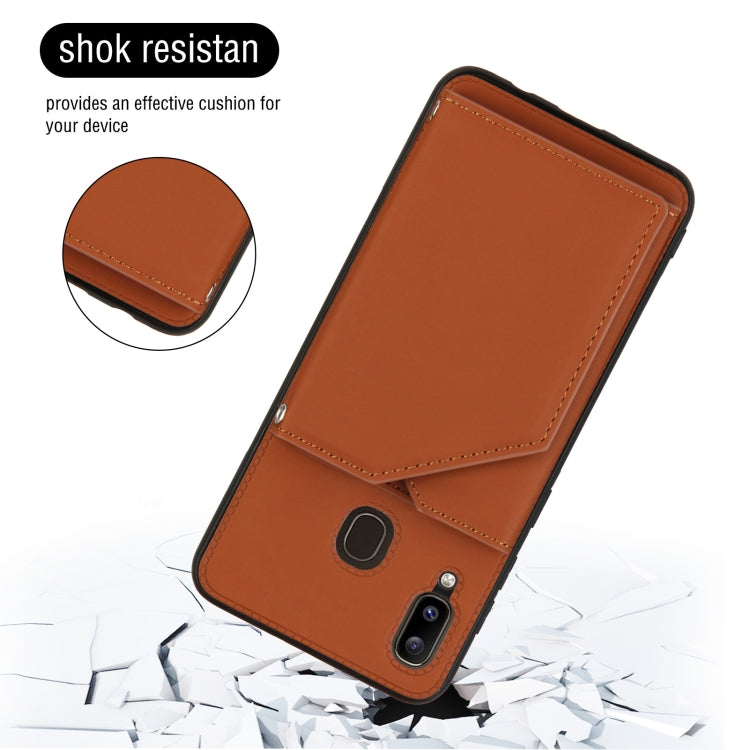 Skin Feel PU + TPU + PC Back Cover Shockproof Case with Card Slots & Holder & Photo Frame, For Samsung Galaxy A20 & A30, For Samsung Galaxy A31, For Samsung Galaxy A51, For Samsung Galaxy M51, For Samsung Galaxy M80s & A91