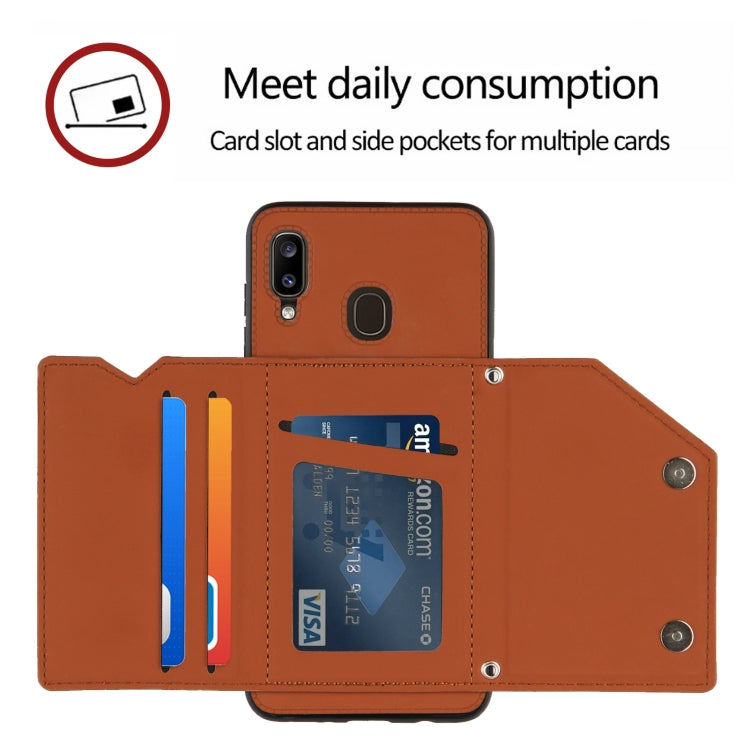 Skin Feel PU + TPU + PC Back Cover Shockproof Case with Card Slots & Holder & Photo Frame, For Samsung Galaxy A20 & A30, For Samsung Galaxy A31, For Samsung Galaxy A51, For Samsung Galaxy M51, For Samsung Galaxy M80s & A91