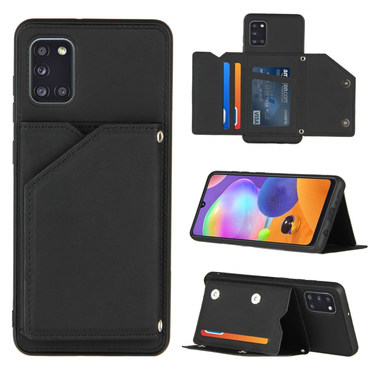 Skin Feel PU + TPU + PC Back Cover Shockproof Case with Card Slots & Holder & Photo Frame, For Samsung Galaxy A20 & A30, For Samsung Galaxy A31, For Samsung Galaxy A51, For Samsung Galaxy M51, For Samsung Galaxy M80s & A91