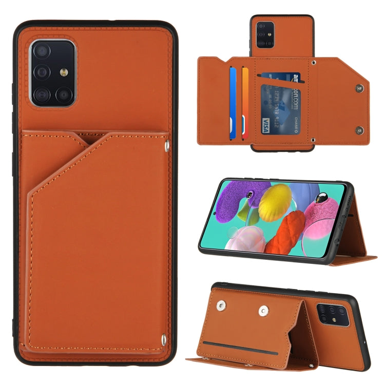 Skin Feel PU + TPU + PC Back Cover Shockproof Case with Card Slots & Holder & Photo Frame, For Samsung Galaxy A20 & A30, For Samsung Galaxy A31, For Samsung Galaxy A51, For Samsung Galaxy M51, For Samsung Galaxy M80s & A91