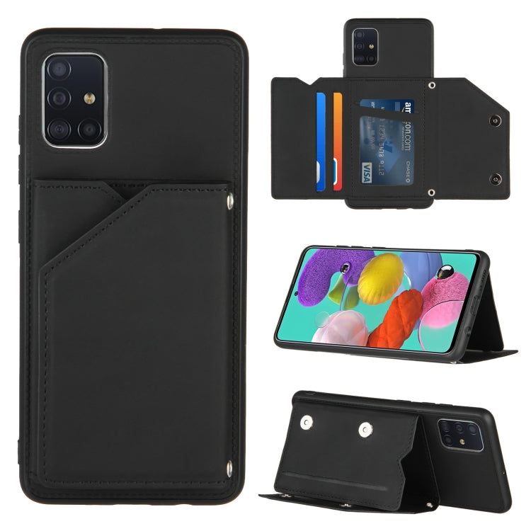 Skin Feel PU + TPU + PC Back Cover Shockproof Case with Card Slots & Holder & Photo Frame, For Samsung Galaxy A20 & A30, For Samsung Galaxy A31, For Samsung Galaxy A51, For Samsung Galaxy M51, For Samsung Galaxy M80s & A91