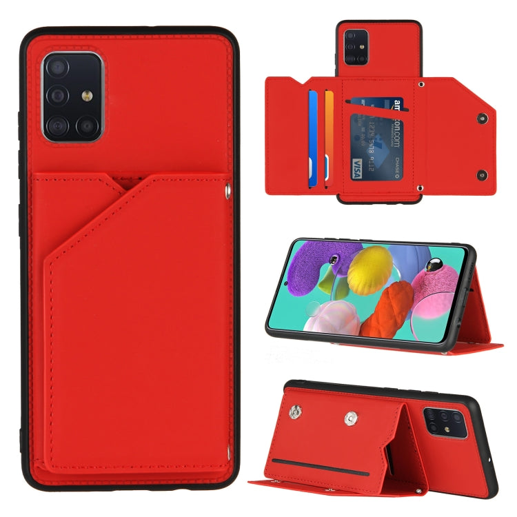 Skin Feel PU + TPU + PC Back Cover Shockproof Case with Card Slots & Holder & Photo Frame, For Samsung Galaxy A20 & A30, For Samsung Galaxy A31, For Samsung Galaxy A51, For Samsung Galaxy M51, For Samsung Galaxy M80s & A91