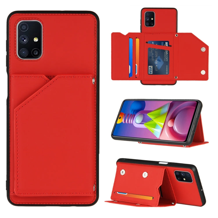 Skin Feel PU + TPU + PC Back Cover Shockproof Case with Card Slots & Holder & Photo Frame, For Samsung Galaxy A20 & A30, For Samsung Galaxy A31, For Samsung Galaxy A51, For Samsung Galaxy M51, For Samsung Galaxy M80s & A91
