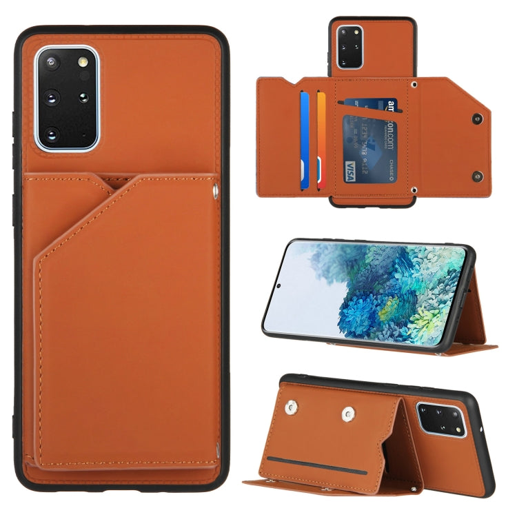 Skin Feel PU + TPU + PC Back Cover Shockproof Case with Card Slots & Holder & Photo Frame, For Samsung Galaxy S20+