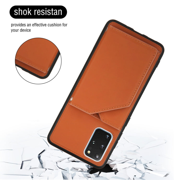 Skin Feel PU + TPU + PC Back Cover Shockproof Case with Card Slots & Holder & Photo Frame, For Samsung Galaxy S20+