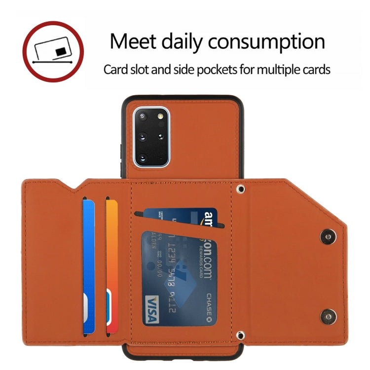 Skin Feel PU + TPU + PC Back Cover Shockproof Case with Card Slots & Holder & Photo Frame, For Samsung Galaxy S20+