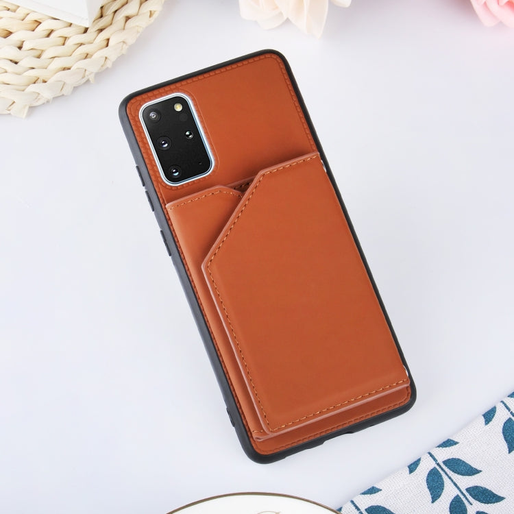 Skin Feel PU + TPU + PC Back Cover Shockproof Case with Card Slots & Holder & Photo Frame, For Samsung Galaxy S20+