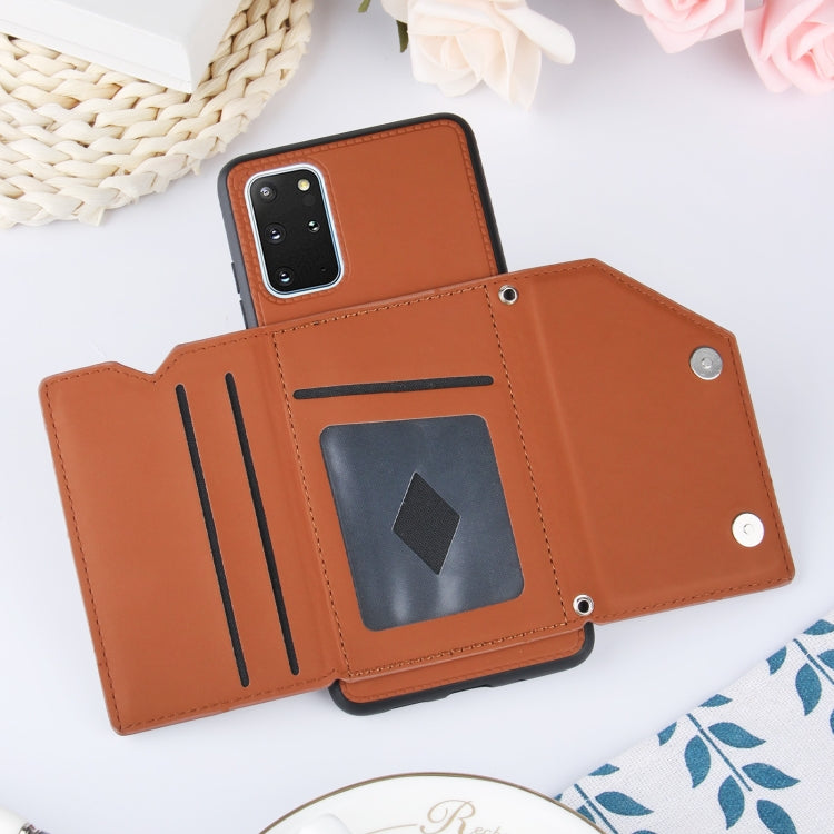 Skin Feel PU + TPU + PC Back Cover Shockproof Case with Card Slots & Holder & Photo Frame, For Samsung Galaxy S20+