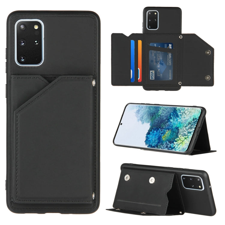 Skin Feel PU + TPU + PC Back Cover Shockproof Case with Card Slots & Holder & Photo Frame, For Samsung Galaxy S20+