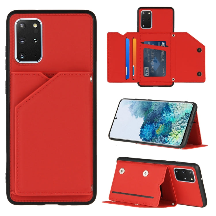 Skin Feel PU + TPU + PC Back Cover Shockproof Case with Card Slots & Holder & Photo Frame, For Samsung Galaxy S20+