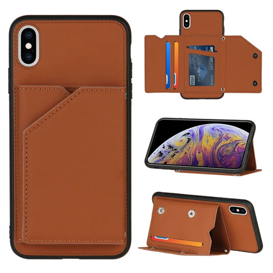 Shockproof iPhone case with card slots and photo frame holder in skin feel finish