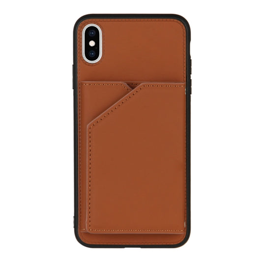 Protective PU TPU PC hybrid iPhone case featuring built-in card storage compartments