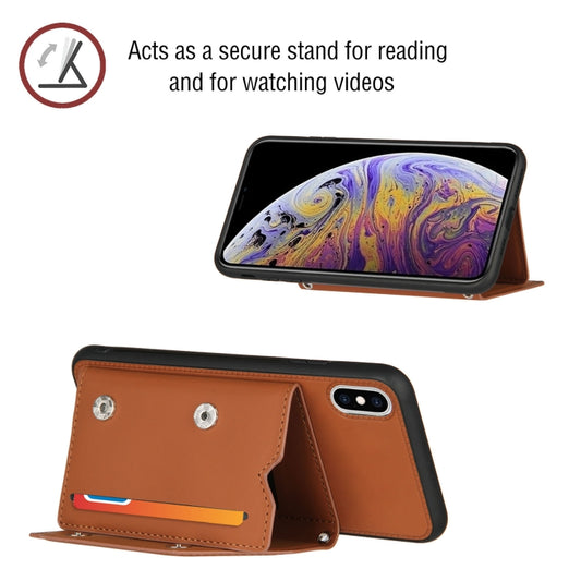 Slim shockproof iPhone case showcasing leather-like skin feel material and card slots