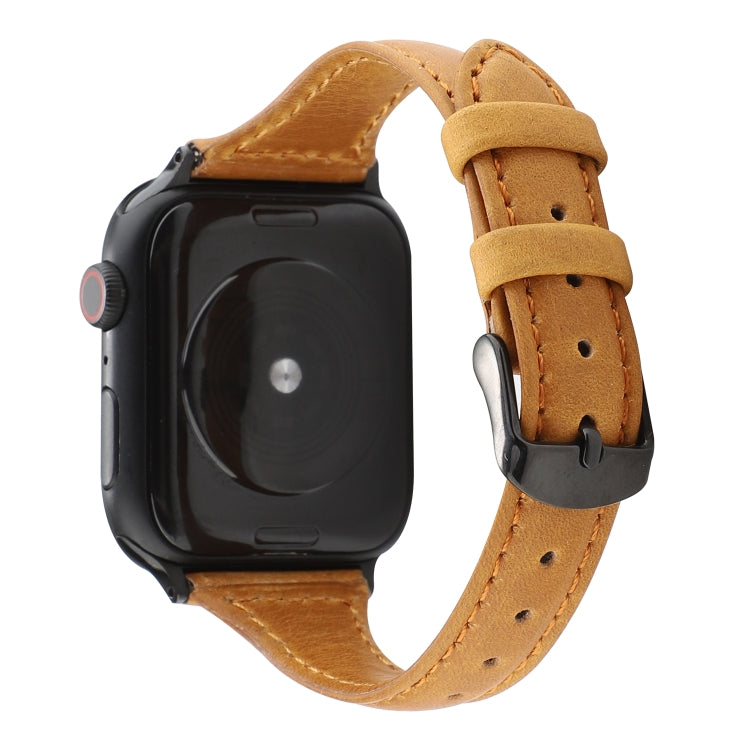 Crazy Horse Texture Genuine Leather Strap, For Apple Watch Series 7 41mm / 6 & SE & 5 & 4 40mm / 3 & 2 & 1 38mm, For Apple Watch Series 8&7 41mm / SE 2&6&SE&5&4 40mm / 3&2&1 38mm                                                                          ...