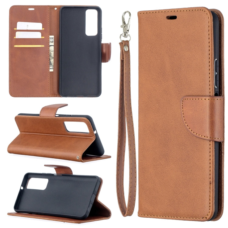 Retro Lambskin Texture Pure Color Horizontal Flip PU Leather Case with Holder & Card Slots & Wallet & Lanyard, For Huawei P smart 2021 / Y7a, For Samsung Galaxy A12