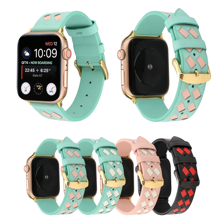 Woven Pattern Genuine Leather Strap, For Apple Watch Series 8&7 41mm / SE 2&6&SE&5&4 40mm / 3&2&1 38mm, For Apple Watch Series 7 41mm / 6 & SE & 5 & 4 40mm / 3 & 2 & 1 38mm, For Apple Watch Series 7 45mm / 6 & SE & 5 & 4 44mm / 3 & 2 & 1 42mm����������...
