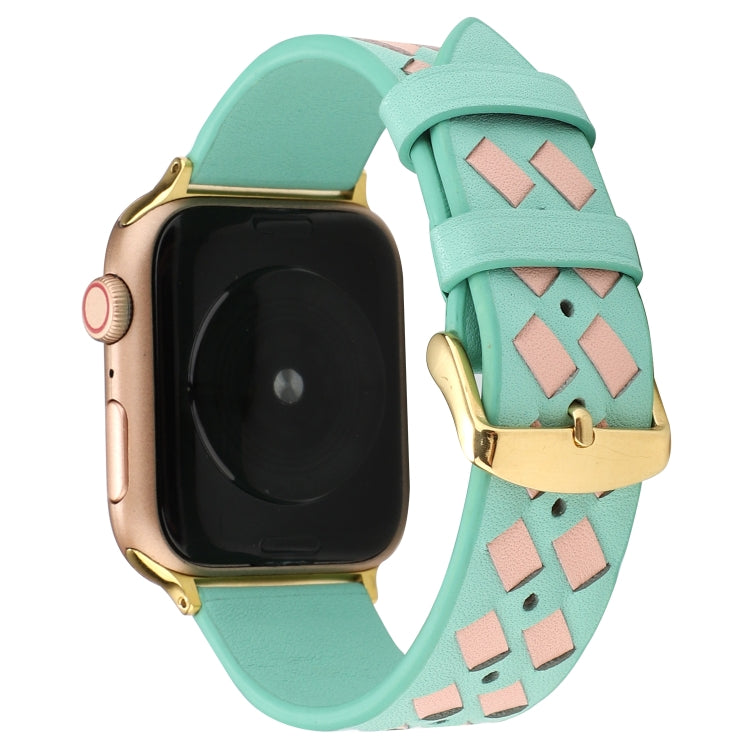 Woven Pattern Genuine Leather Strap, For Apple Watch Series 8&7 41mm / SE 2&6&SE&5&4 40mm / 3&2&1 38mm, For Apple Watch Series 7 41mm / 6 & SE & 5 & 4 40mm / 3 & 2 & 1 38mm, For Apple Watch Series 7 45mm / 6 & SE & 5 & 4 44mm / 3 & 2 & 1 42mm����������...