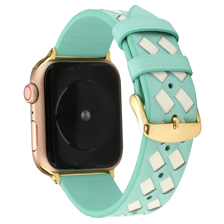 Woven Pattern Genuine Leather Strap, For Apple Watch Series 8&7 41mm / SE 2&6&SE&5&4 40mm / 3&2&1 38mm, For Apple Watch Series 7 41mm / 6 & SE & 5 & 4 40mm / 3 & 2 & 1 38mm, For Apple Watch Series 7 45mm / 6 & SE & 5 & 4 44mm / 3 & 2 & 1 42mm����������...