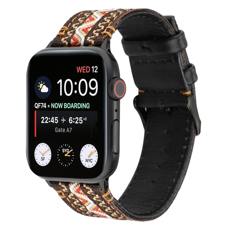 Ethnic Style Genuine Leather Strap, For Apple Watch Series 7 41mm / 6 & SE & 5 & 4 40mm / 3 & 2 & 1 38mm, For Apple Watch Series 7 45mm / 6 & SE & 5 & 4 44mm / 3 & 2 & 1 42mm