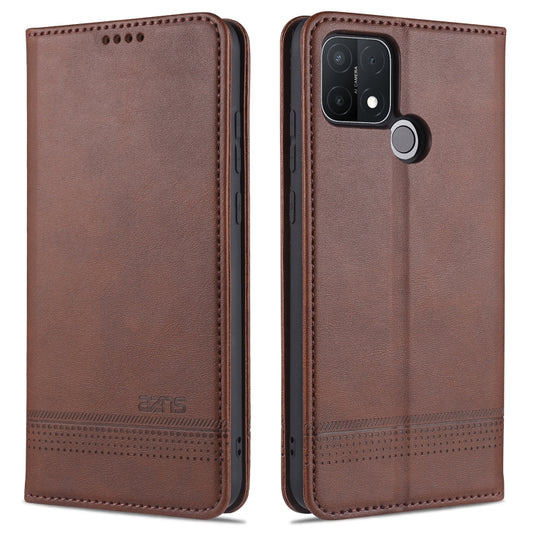 AZNS magnetic calf leather flip case OPPO A15 with card slots and wallet holder