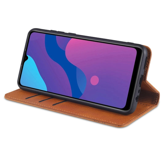 Multi-slot card holder leather case vivo Y70s front view showing kickstand capability