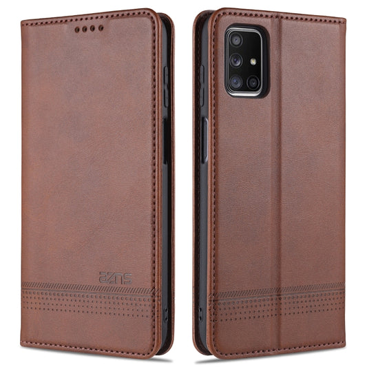 AZNS magnetic calf texture leather flip case for Samsung Galaxy M51 with card slots and wallet holder