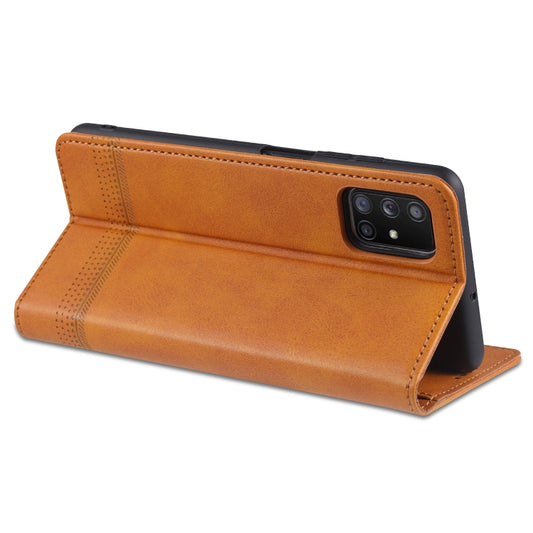 Galaxy M51 leather flip case in closed position showing front cover design and closure