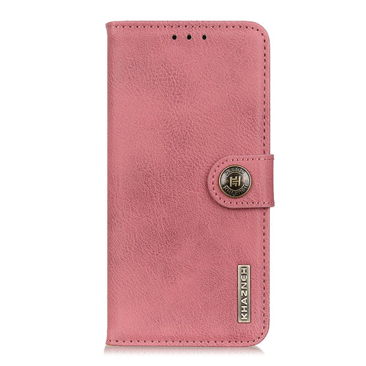 Brown textured cowhide leather case showing horizontal flip design and holder feature