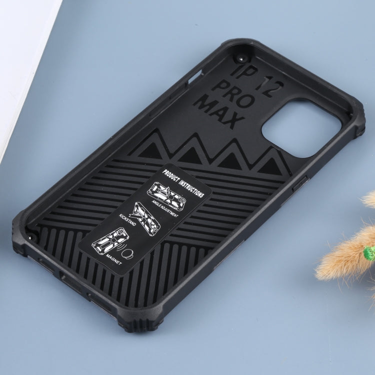 Camouflage Armor Shockproof TPU + PC Magnetic Protective Case with Holder, For iPhone 12 Pro Max, For iPhone 12 / 12 Pro