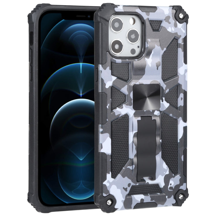 Camouflage Armor Shockproof TPU + PC Magnetic Protective Case with Holder, For iPhone 12 Pro Max, For iPhone 12 / 12 Pro