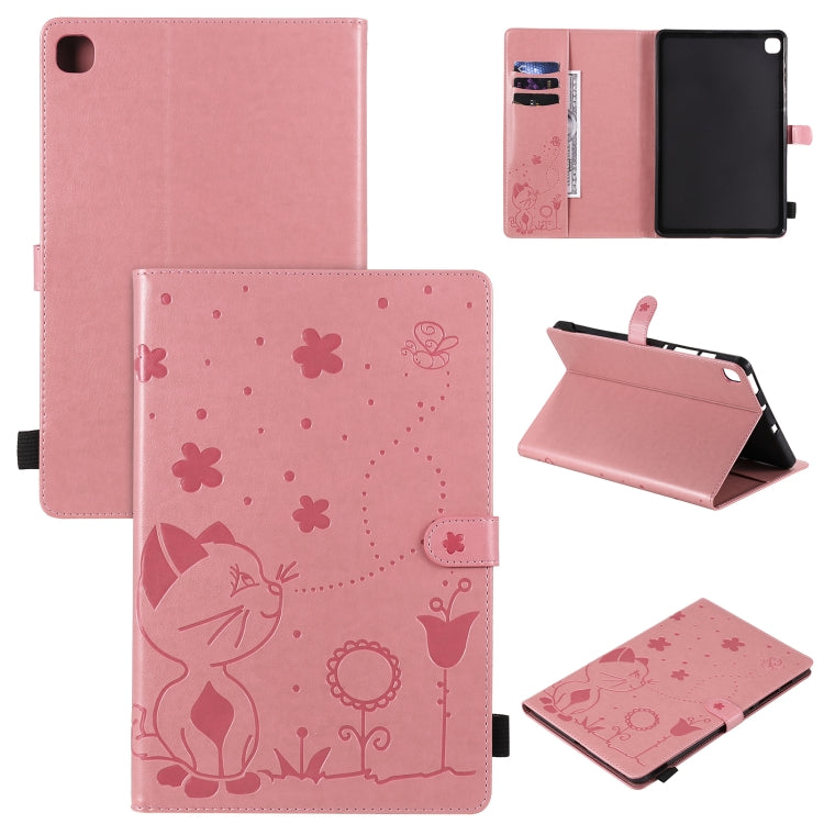 Cat Bee Embossing Pattern Shockproof Table PC Protective Horizontal Flip Leather Case with Holder & Card Slots & Wallet & Pen Slot & Wake-up / Sleep Function