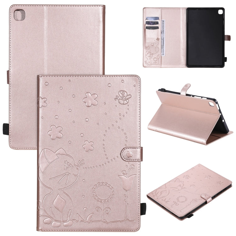 Cat Bee Embossing Pattern Shockproof Table PC Protective Horizontal Flip Leather Case with Holder & Card Slots & Wallet & Pen Slot & Wake-up / Sleep Function