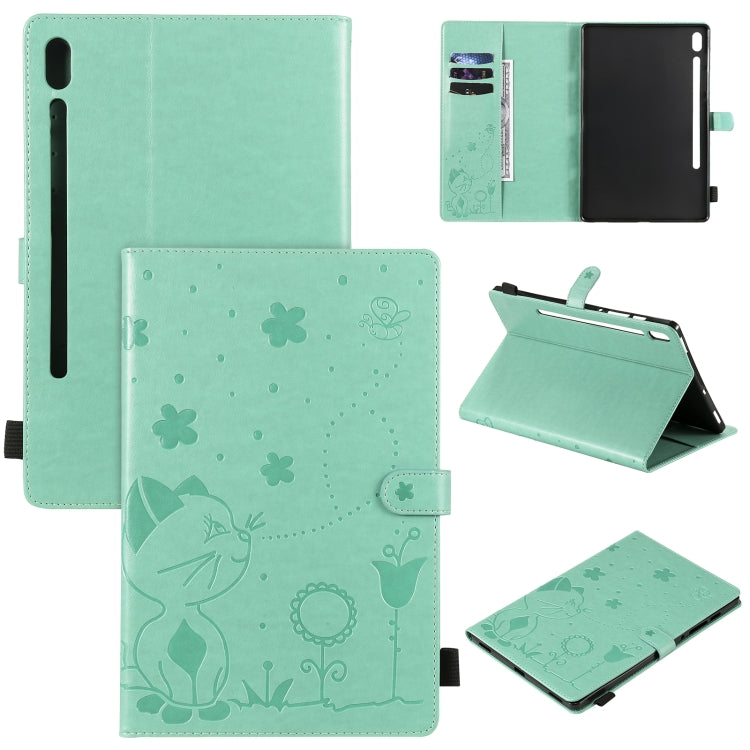 Cat Bee Embossing Pattern Shockproof Table PC Protective Horizontal Flip Leather Case with Holder & Card Slots & Wallet & Pen Slot & Wake-up / Sleep Function