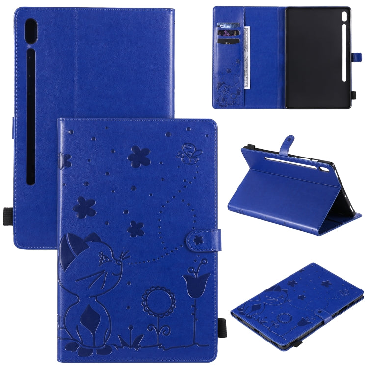 Cat Bee Embossing Pattern Shockproof Table PC Protective Horizontal Flip Leather Case with Holder & Card Slots & Wallet & Pen Slot & Wake-up / Sleep Function
